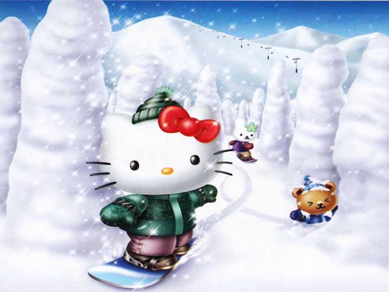 Hello Kitty Snowboarding