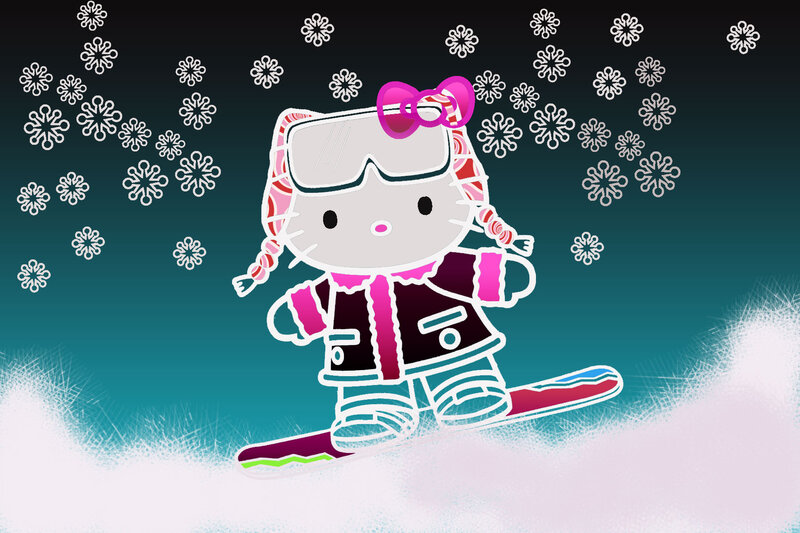 Hello Kitty Snowboarding — White
