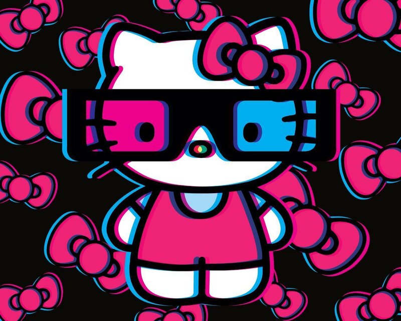 Hello Kitty with 3D glasses