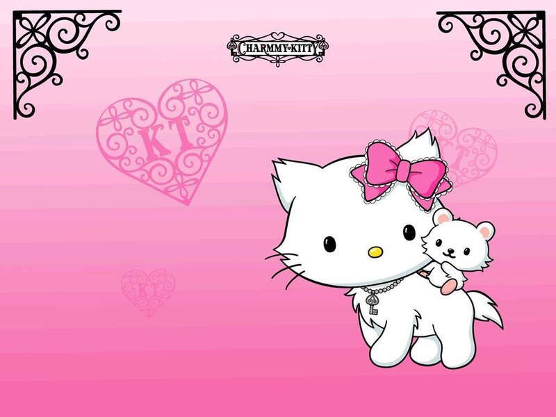 Hello Kitty with Bear — Pink, Cute
