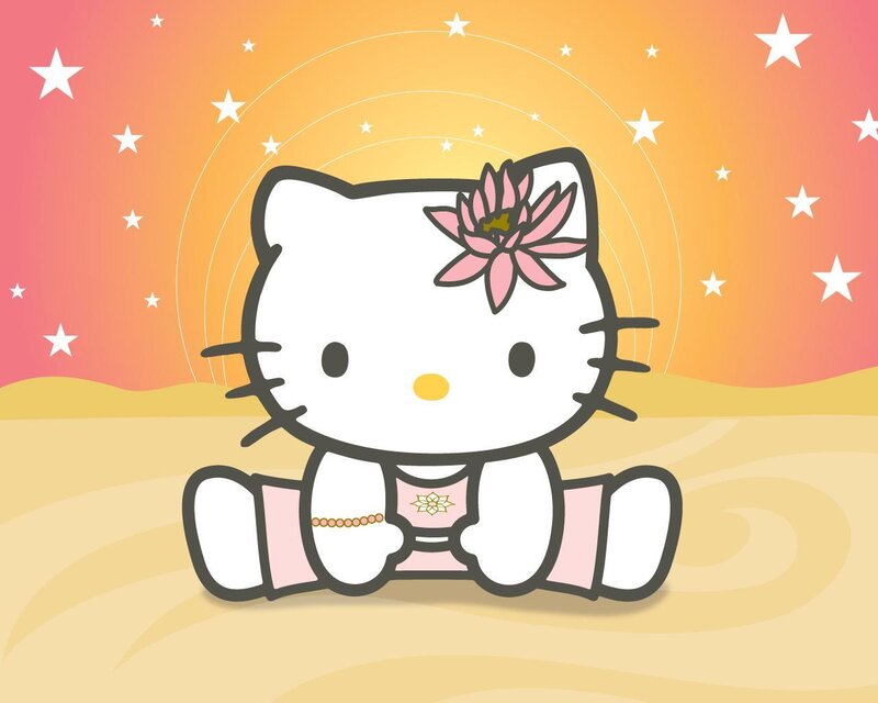Hello Kitty with lotus flower