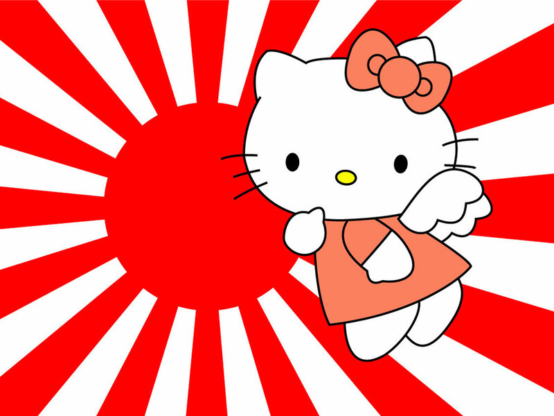 Hello Kitty with sunburst background