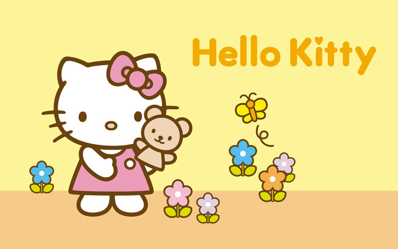 Hello Kitty with Teddy Bear — Yellow, Cheerful