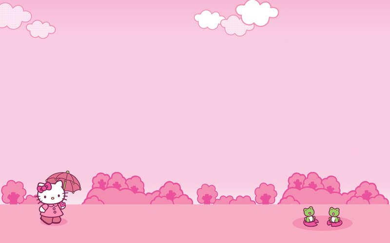 Hello Kitty with Umbrella — Pink, Cheerful