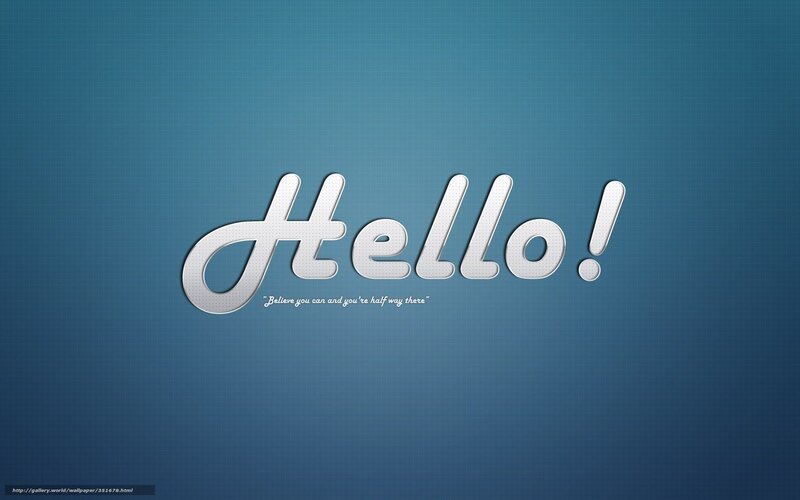 Hello text on blue background