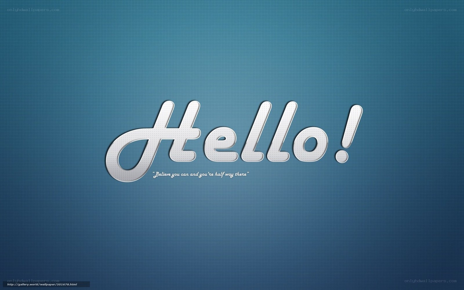 Hello text on blue background