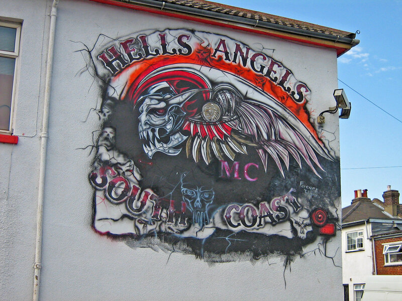 Hells Angels graffiti on building