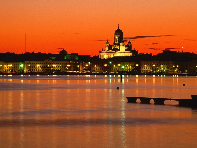 Helsinki Cathedral at Dusk — Orange, Serene