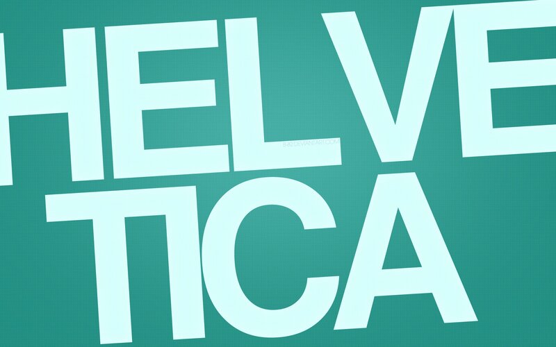 Helvetica text on green background