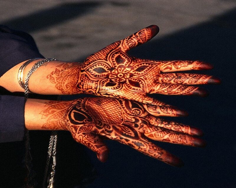 Henna-decorated hands