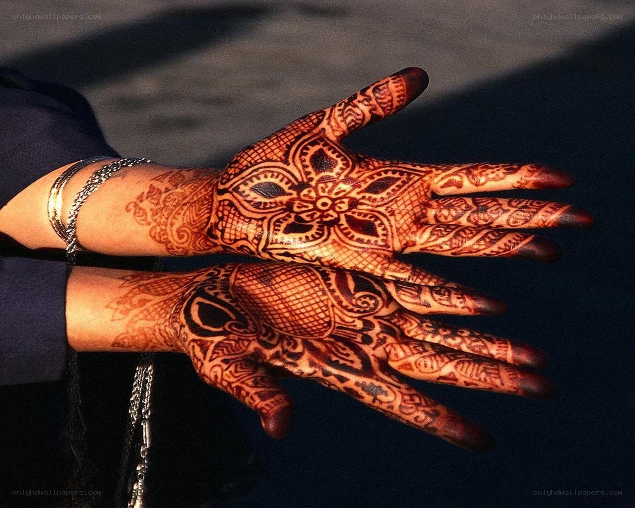Henna-decorated hands