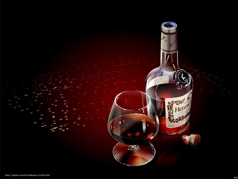 Hennessy bottle and glass