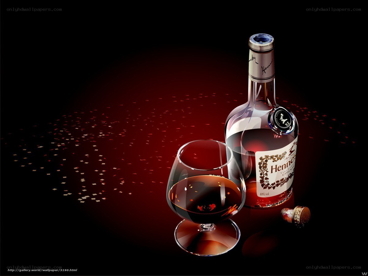 Hennessy bottle and glass