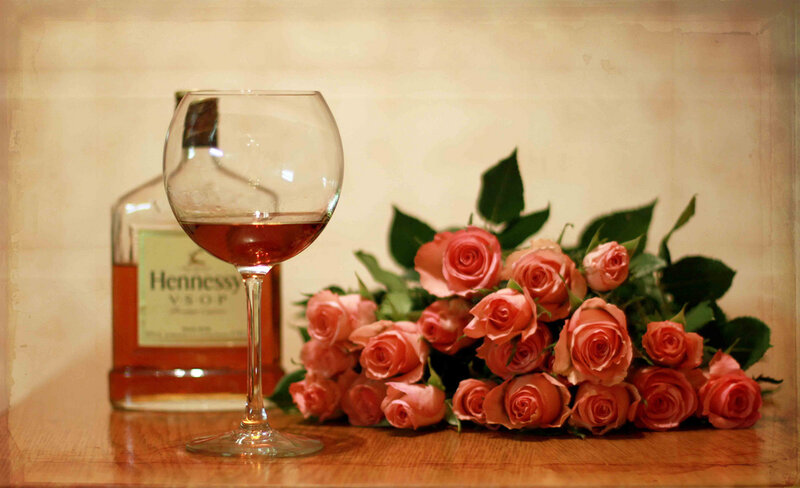 Hennessy Bottle with Roses