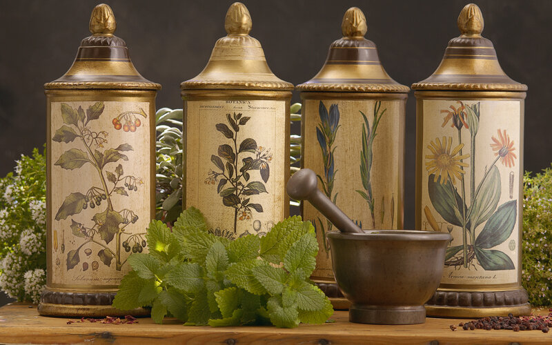 Herb Jars and Mortar