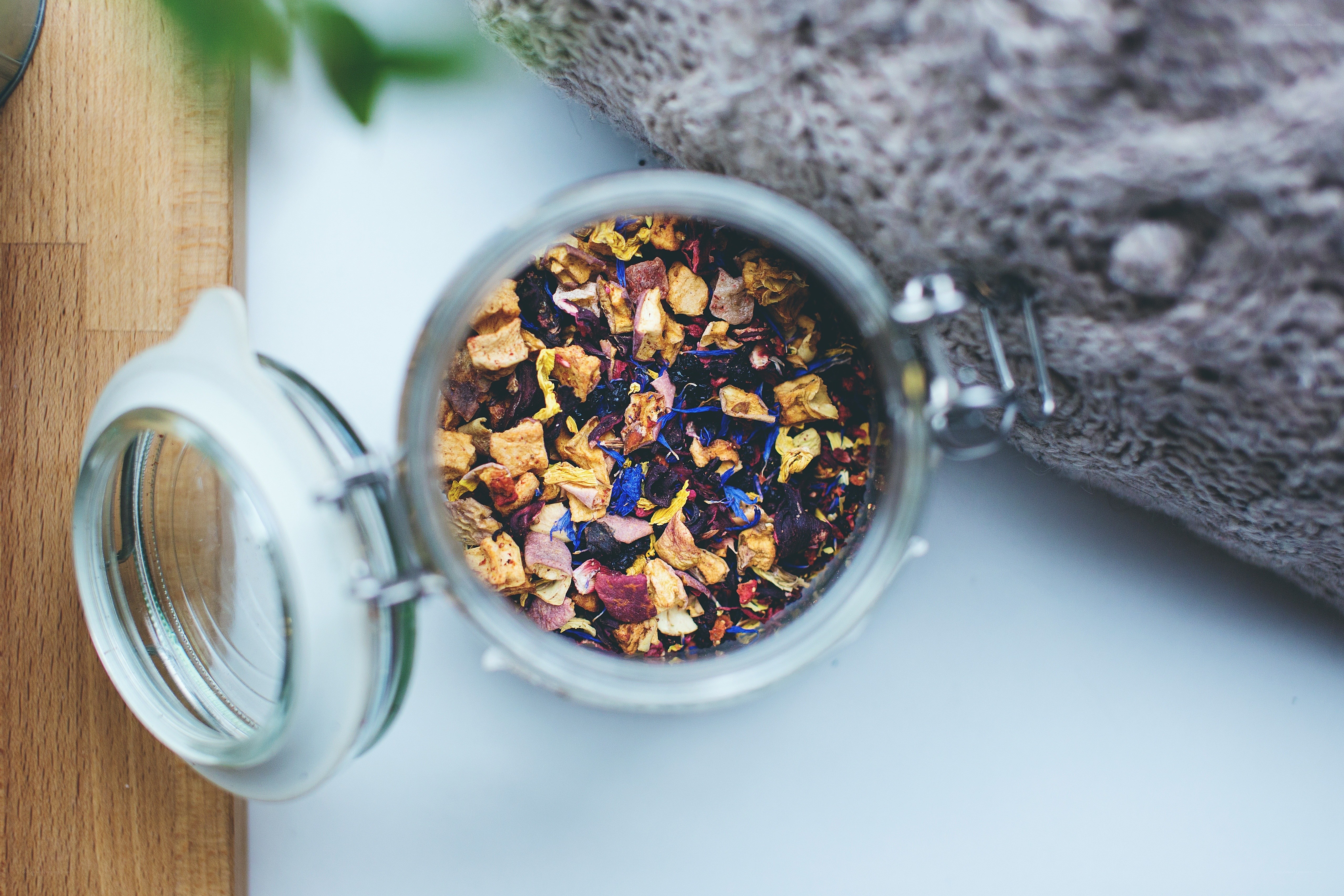 herbal tea blend in a jar