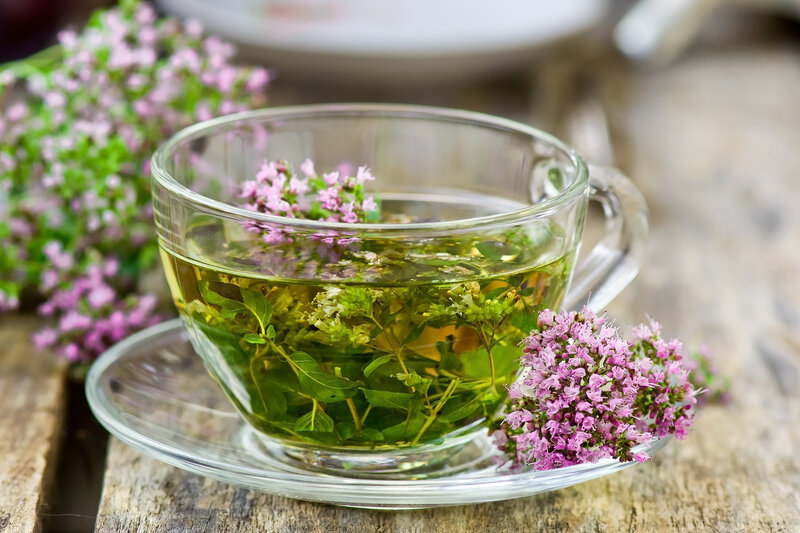 Herbal Tea in Glass Cup — Green