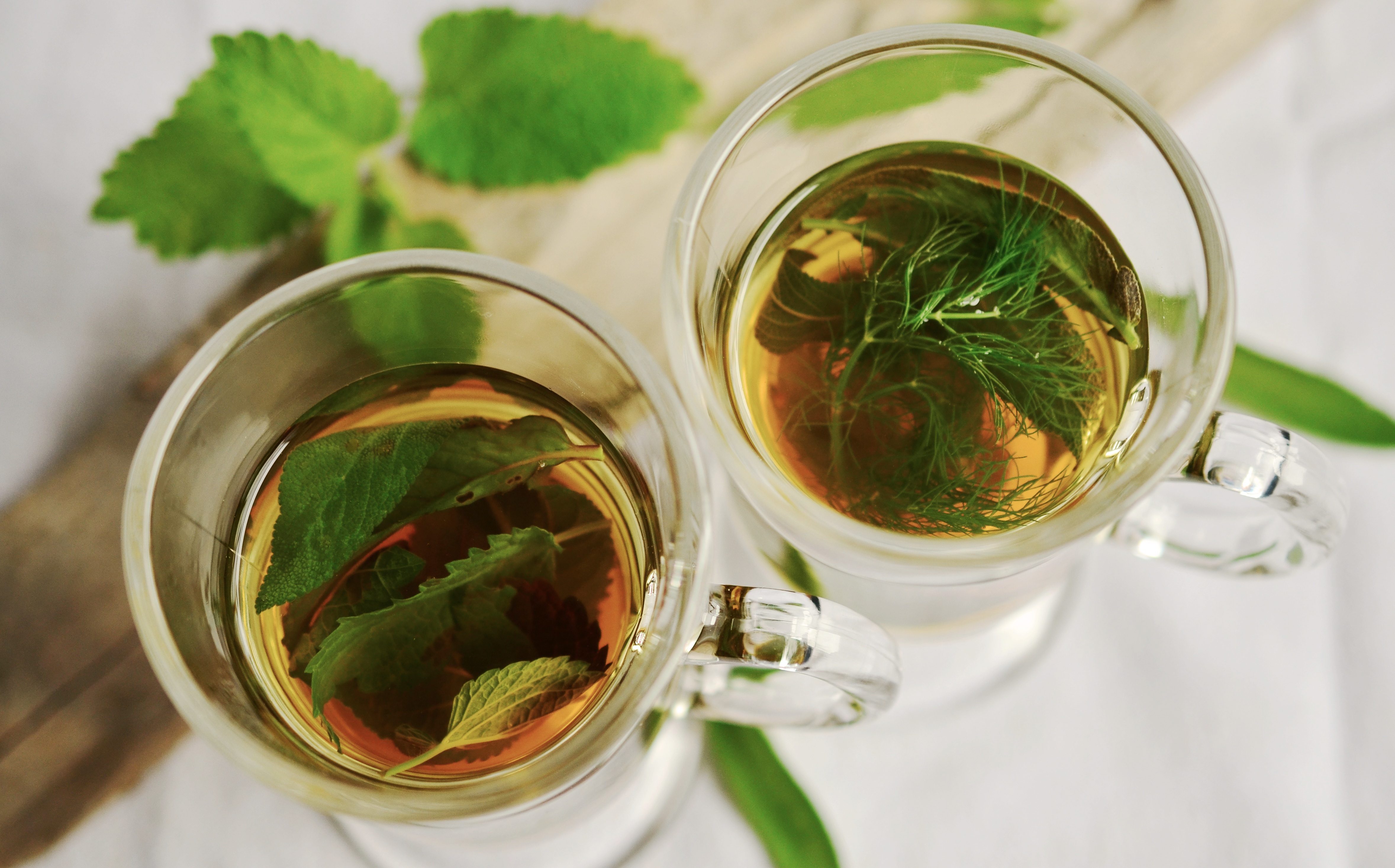 Herbal tea in glass cups