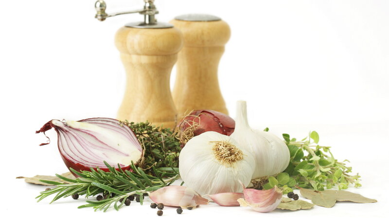 Herbs and Spices on White