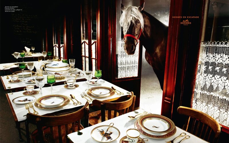 Hermes dinner setting with horse