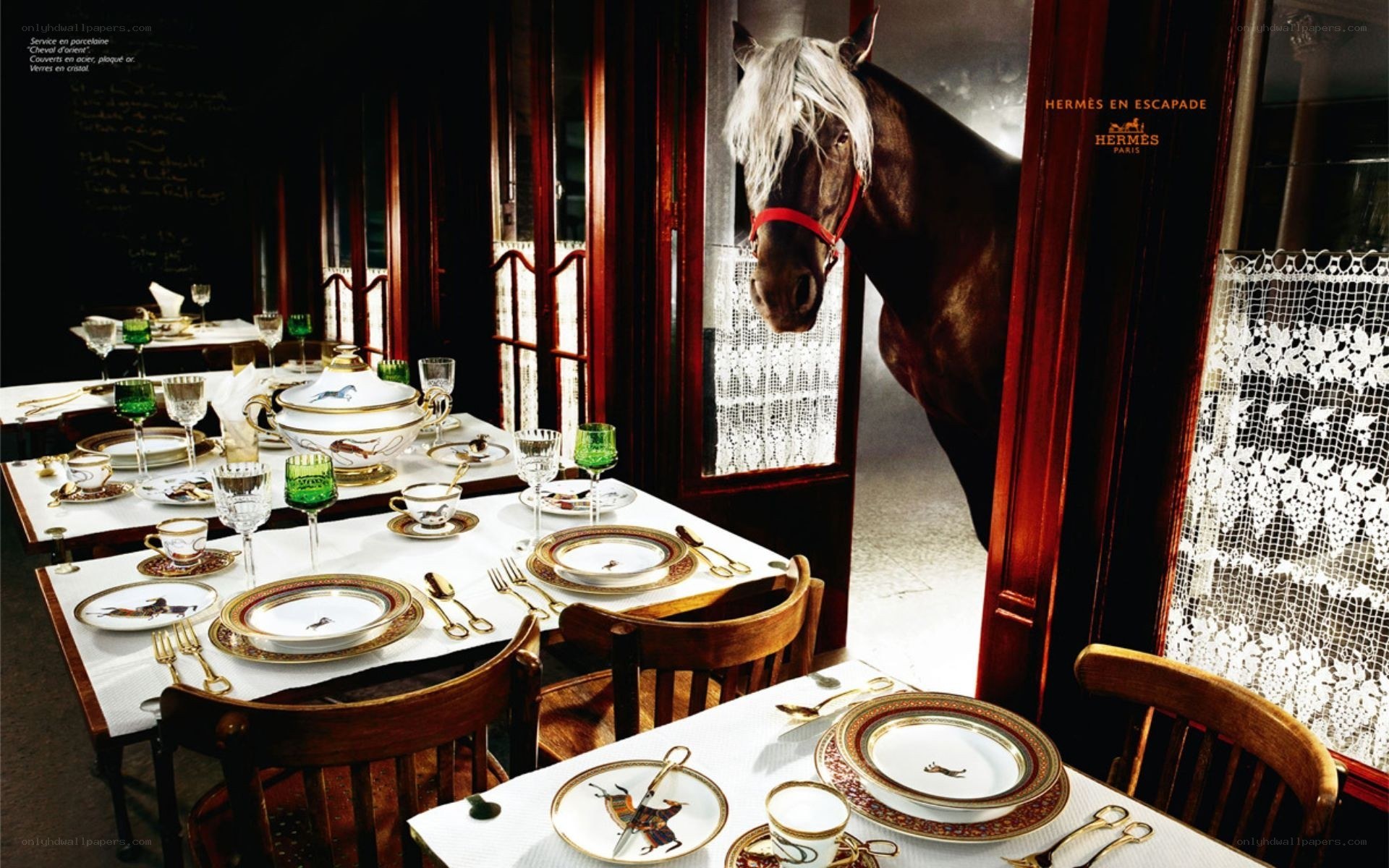 Hermes dinner setting with horse
