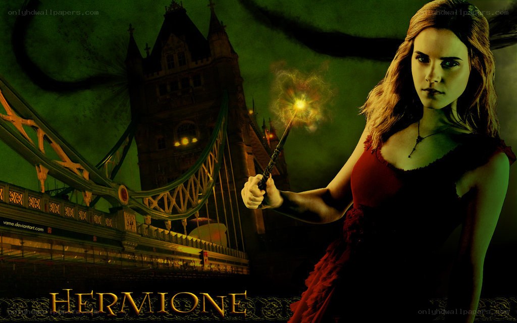 Hermione Granger with wand