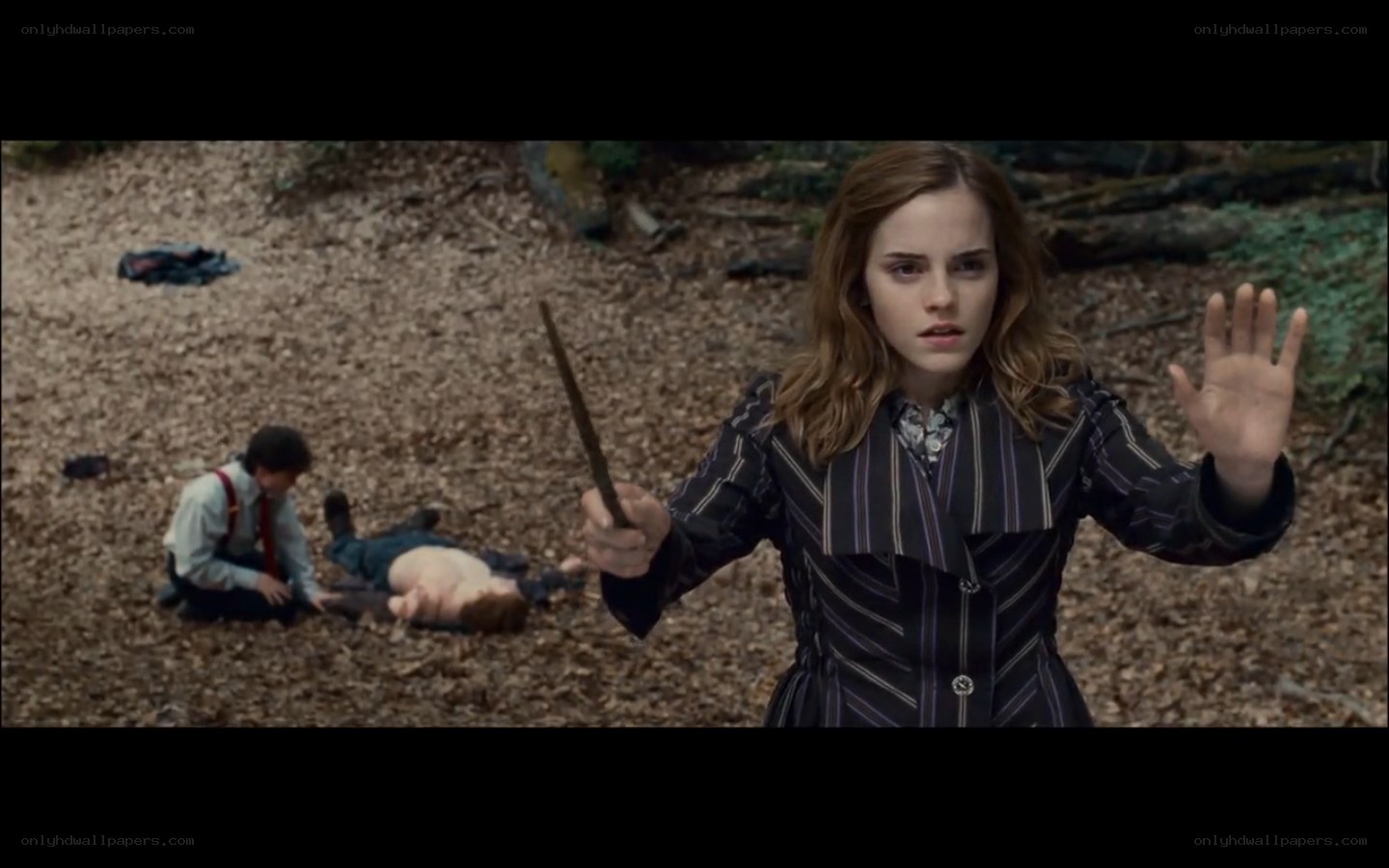 Hermione in a forest scene