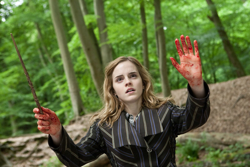 Hermione in a forest with blood