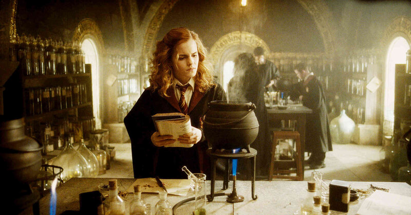 Hermione in the potions classroom