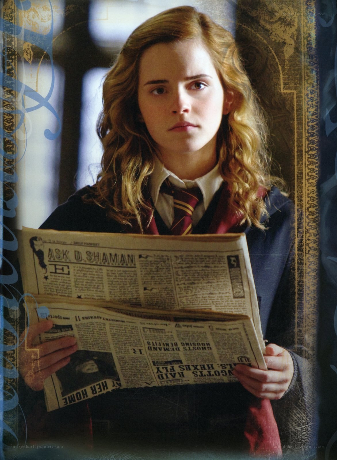 Hermione reading newspaper