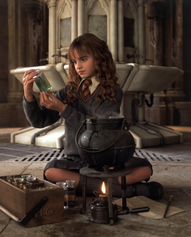 Hermione studying potions