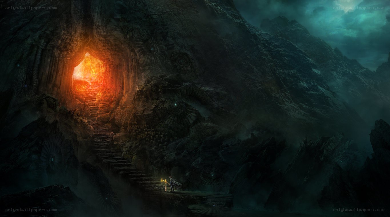 Hero at the cave entrance