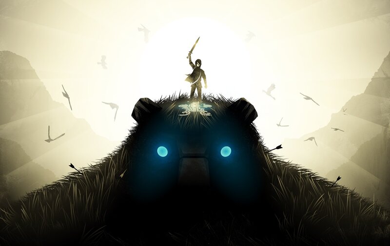 hero atop a giant bear