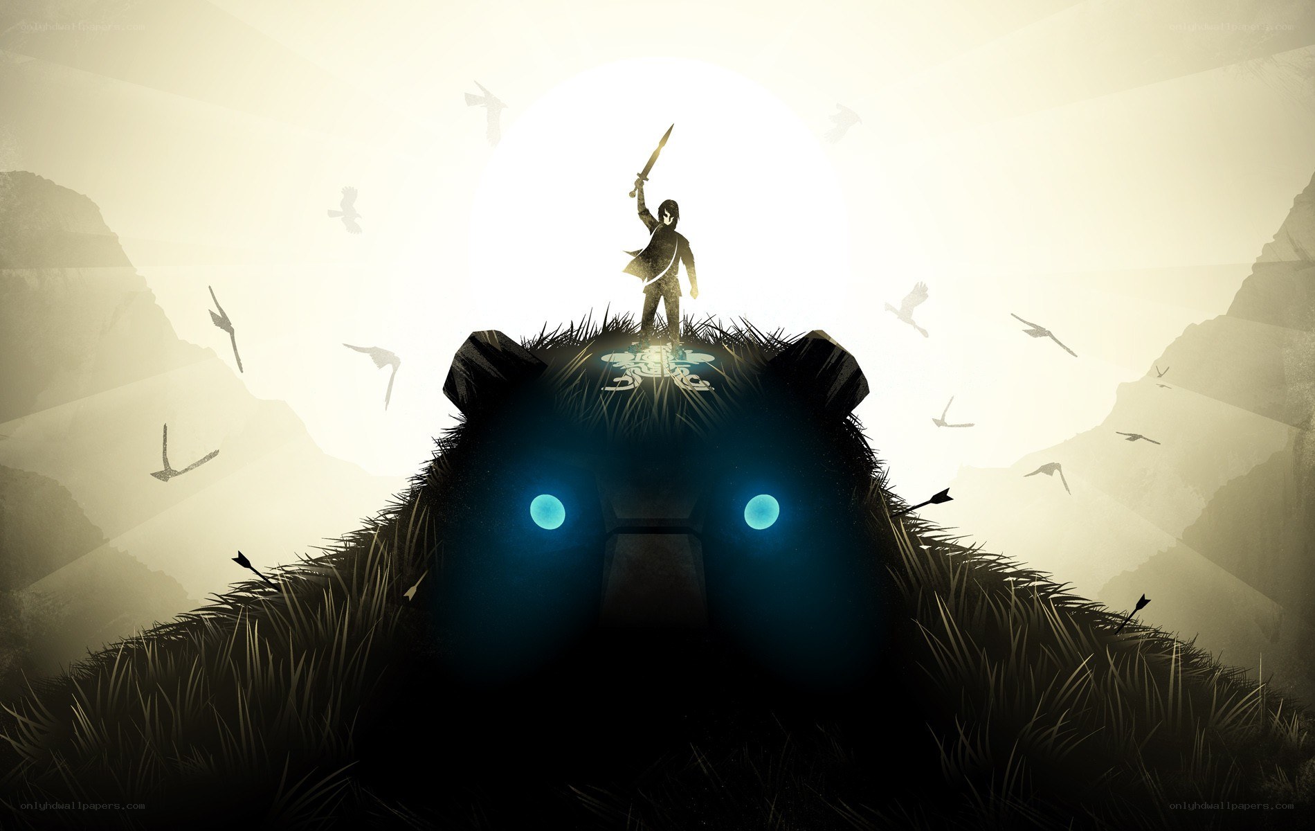 hero atop a giant bear