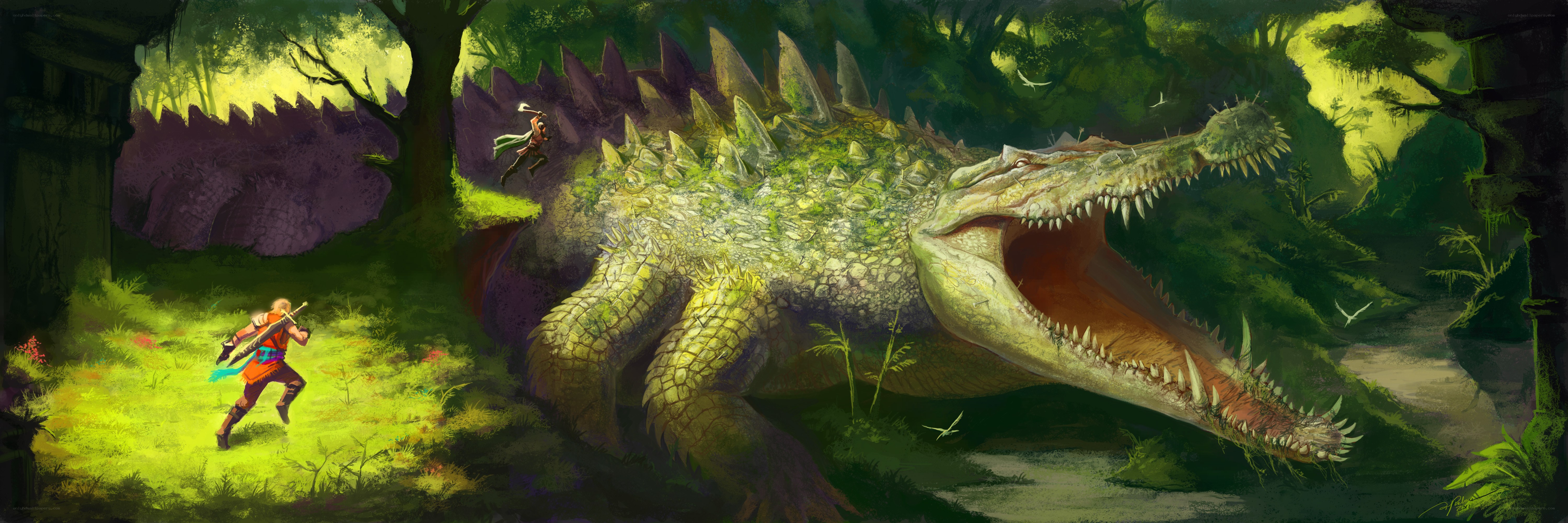 Hero battles giant crocodile