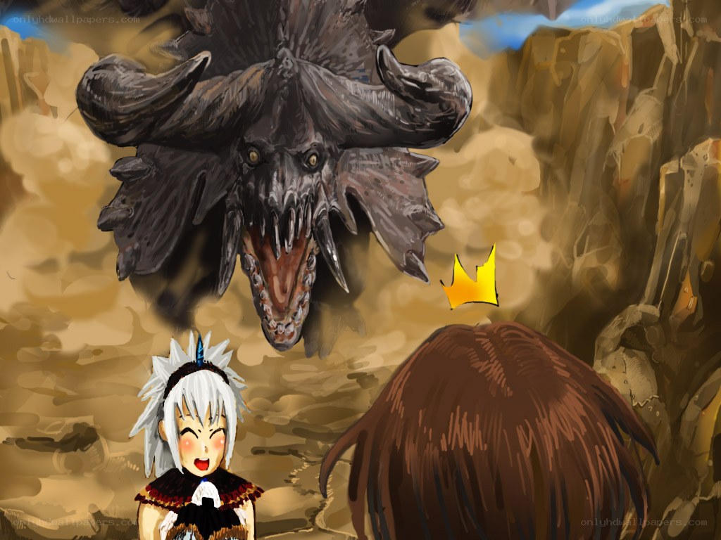 Hero faces giant monster
