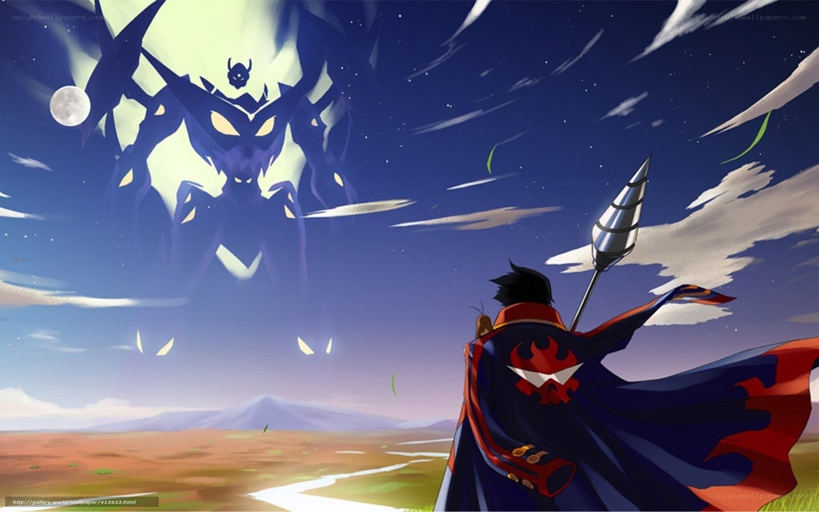 Hero faces giant monster