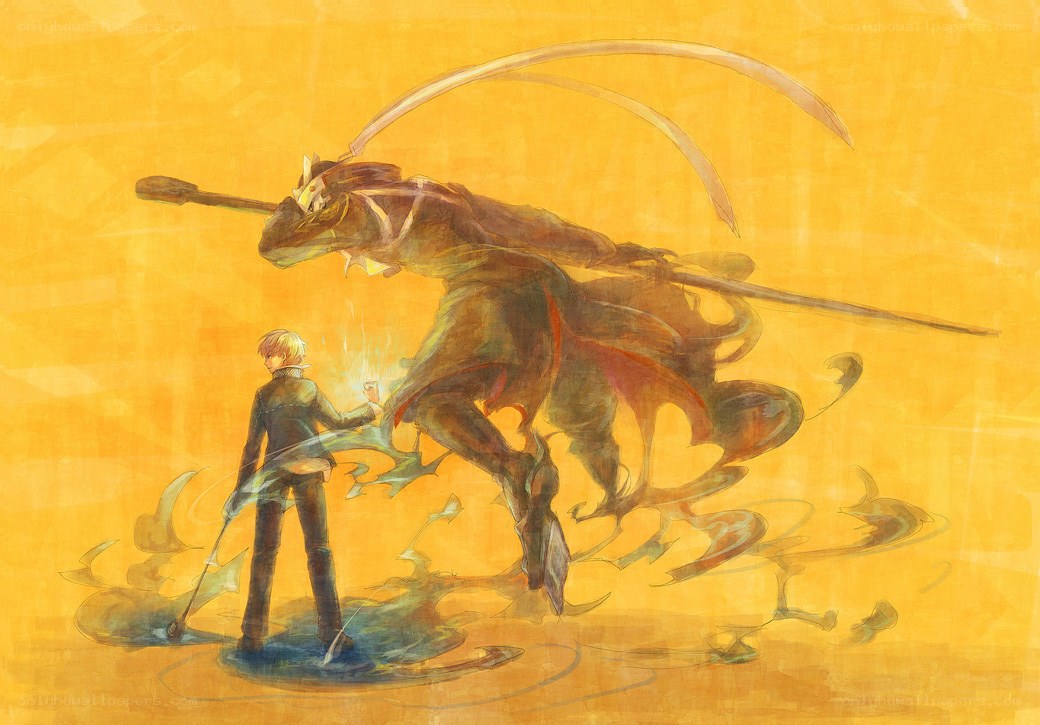 Hero facing a giant monster