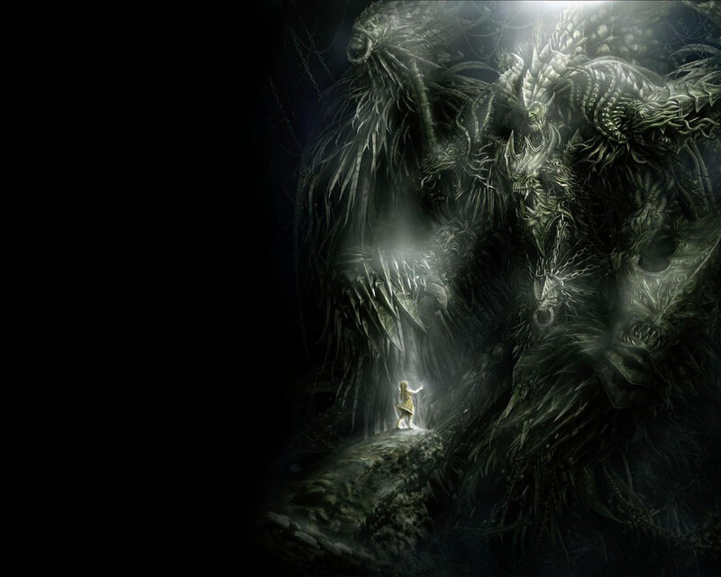 Hero facing a monstrous dragon