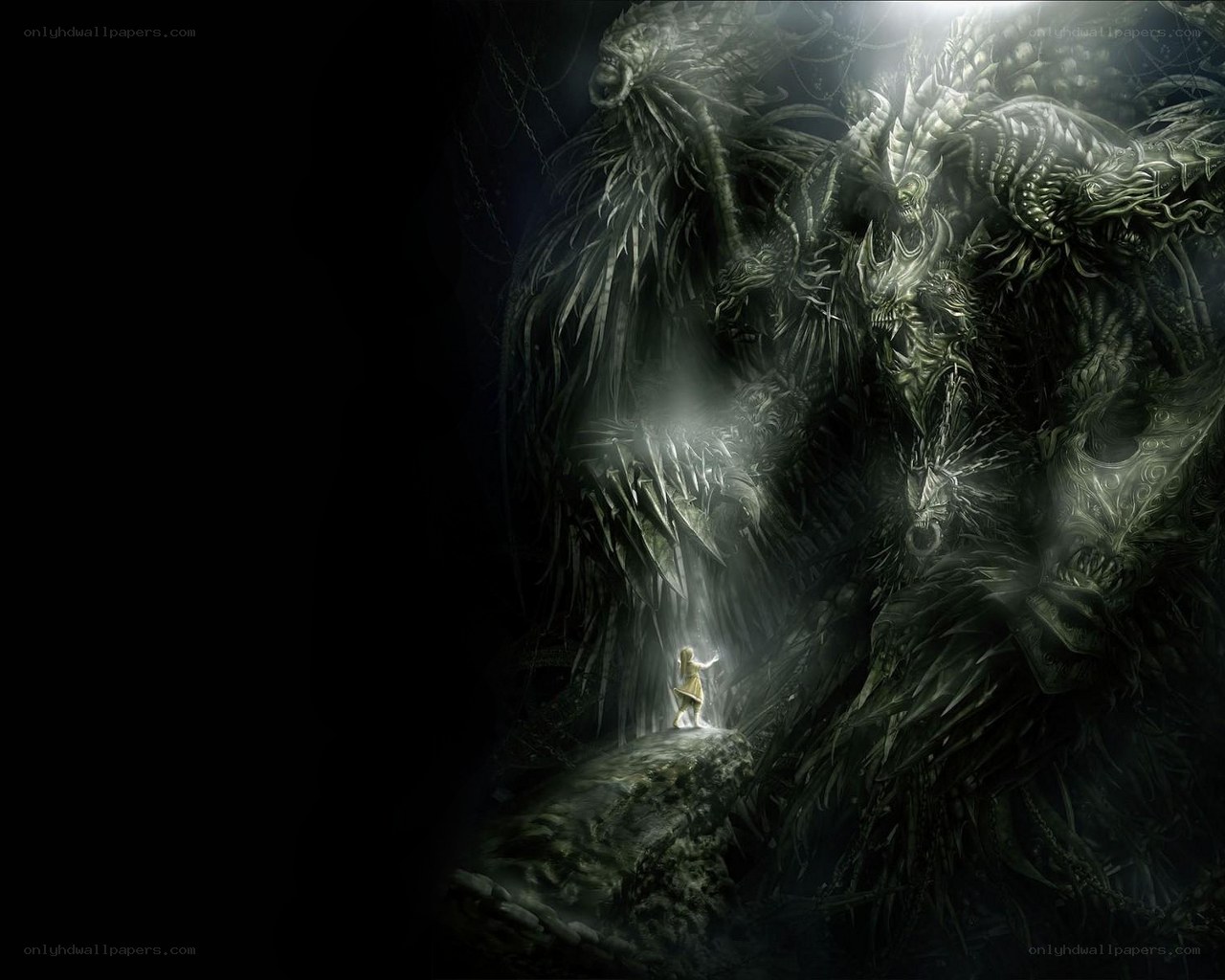 Hero facing a monstrous dragon