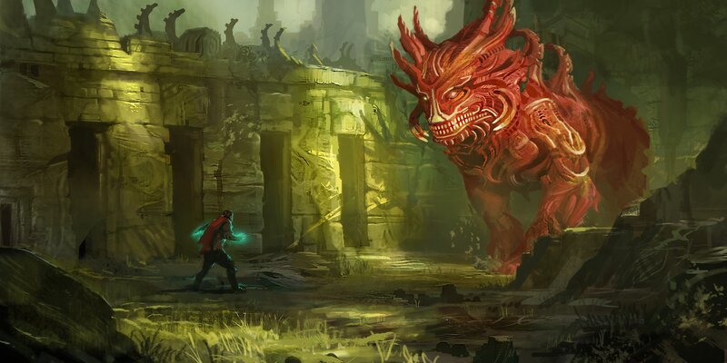 Hero Facing Red Monster