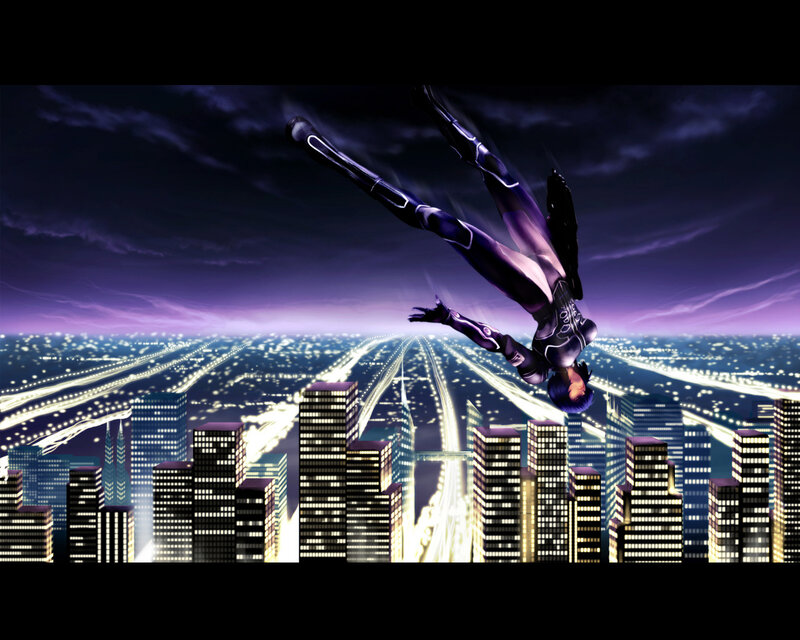 hero falling over city