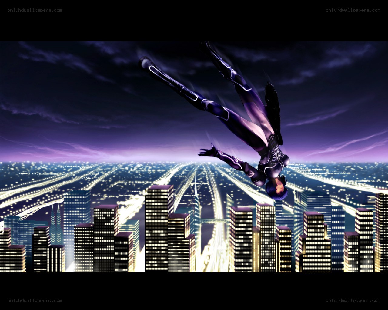hero falling over city