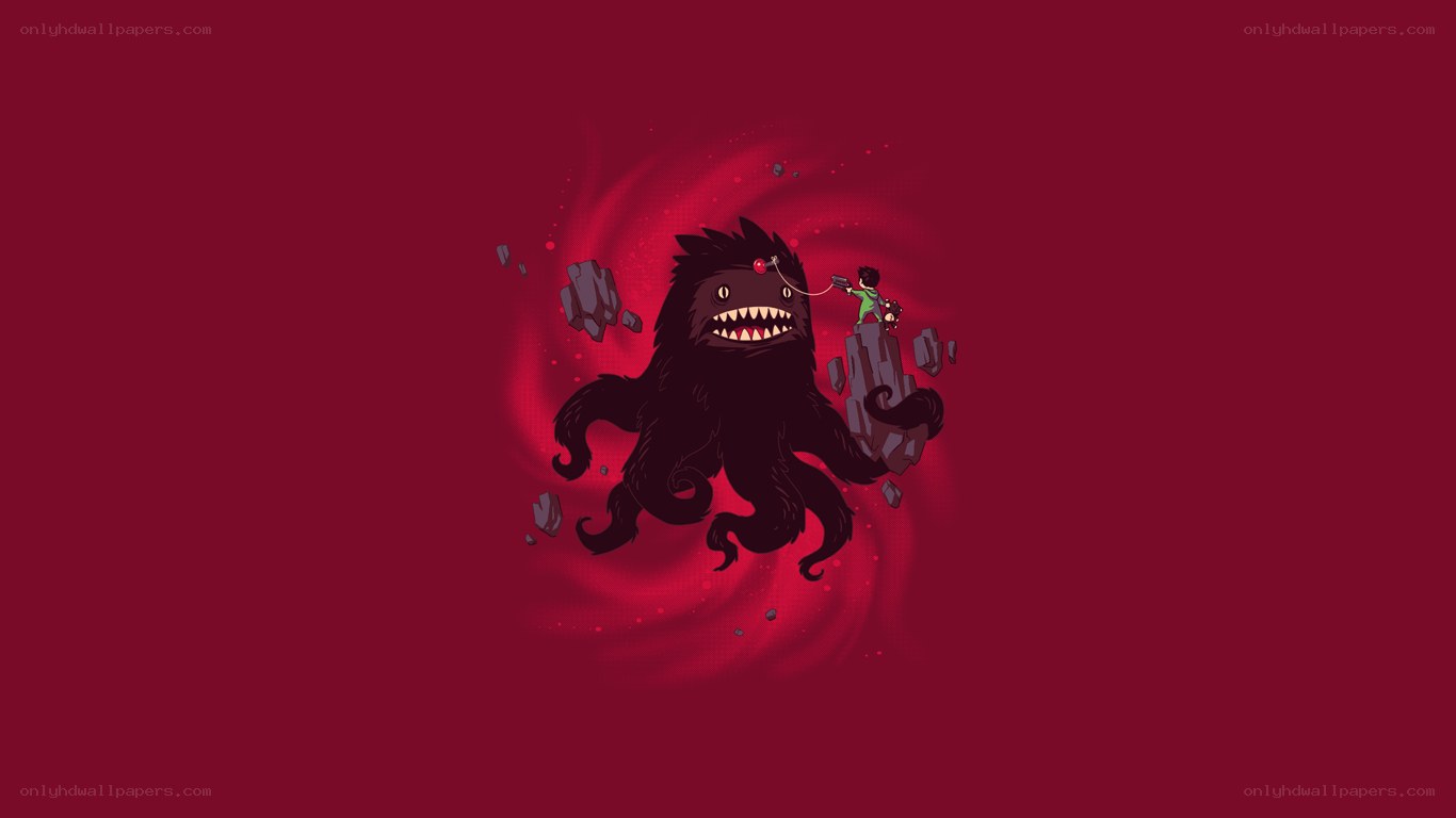 hero fighting monster