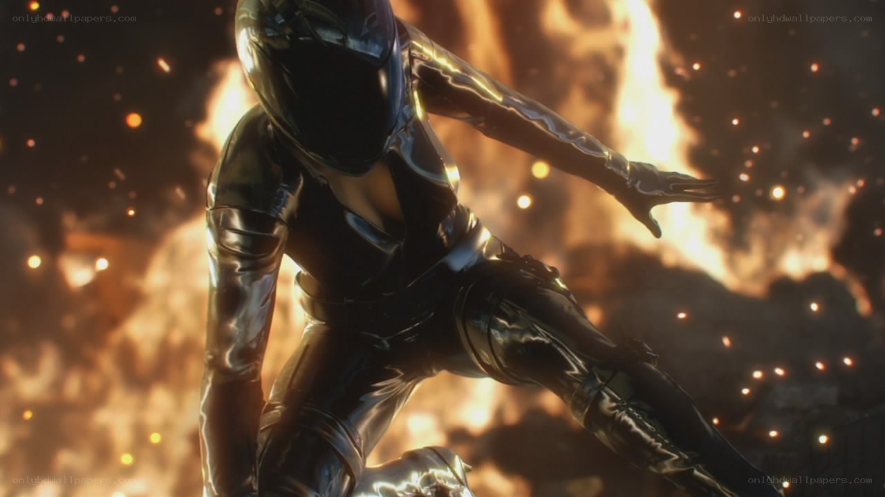 hero in black suit amidst fire