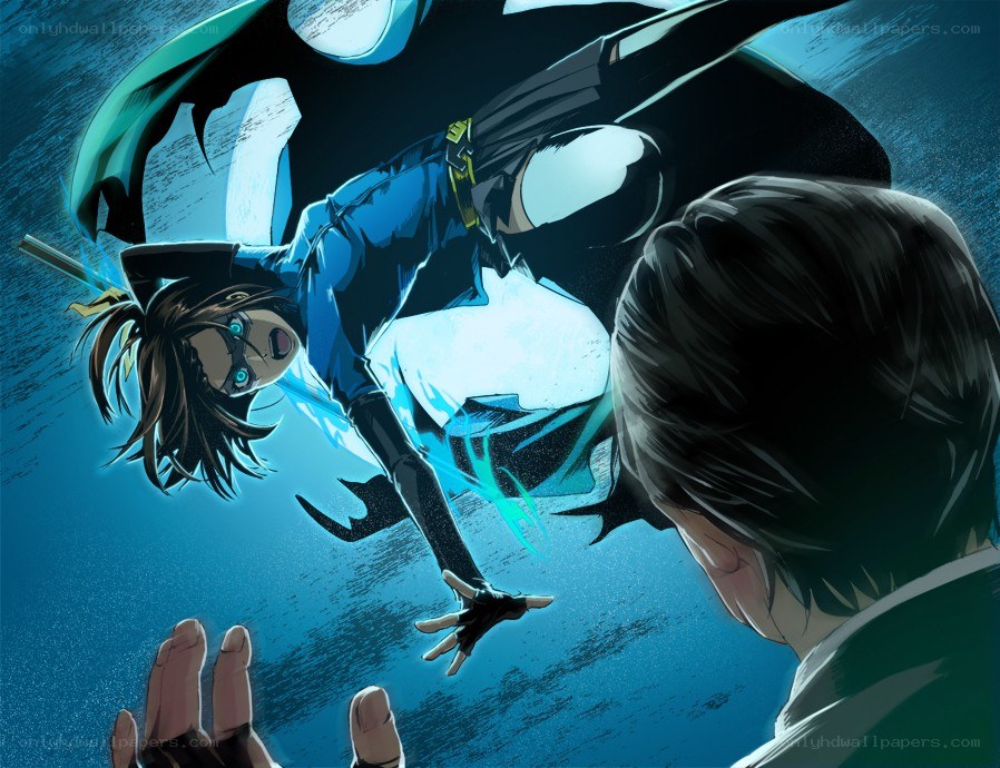 Hero in blue suit falling