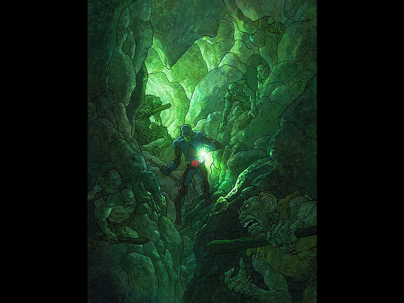 Hero in Cave with Goblins
