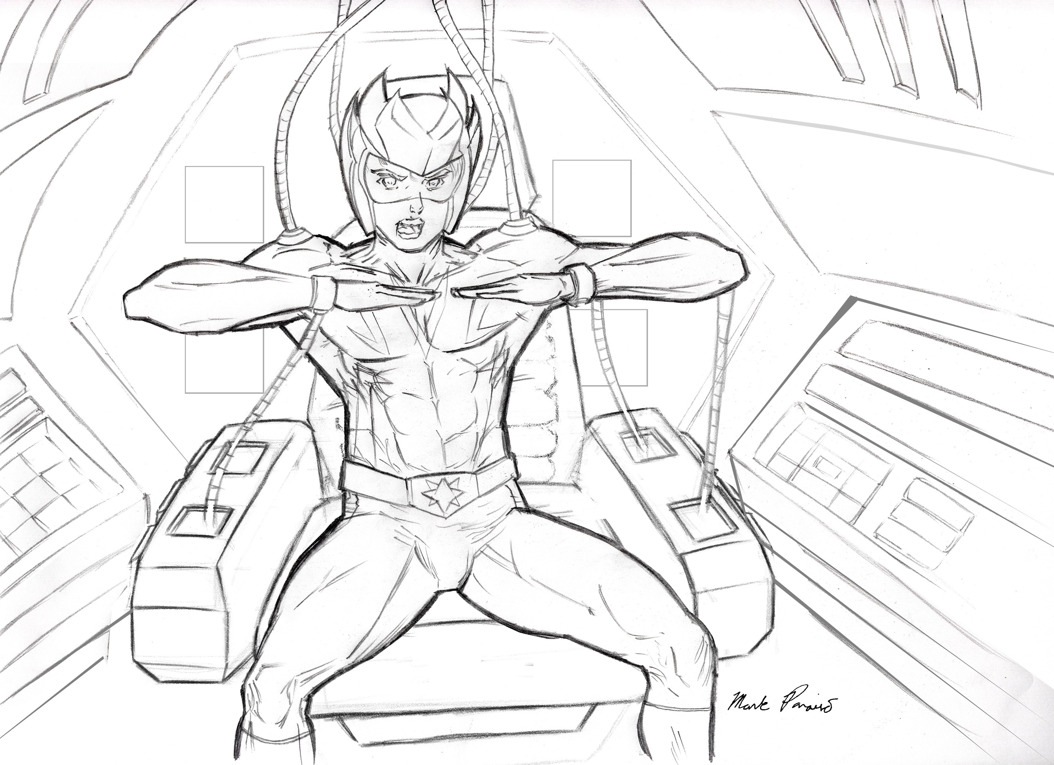 hero in futuristic cockpit