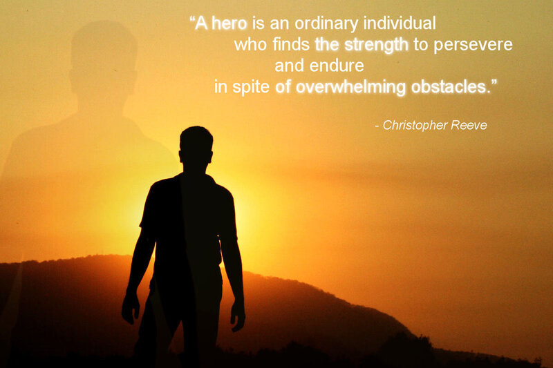 hero silhouette at sunset