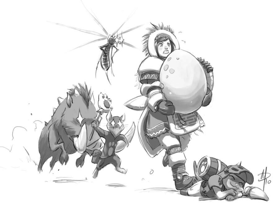 Hero with a giant egg